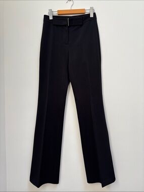 High-Waist Black Flare Pants with Built-In Belt